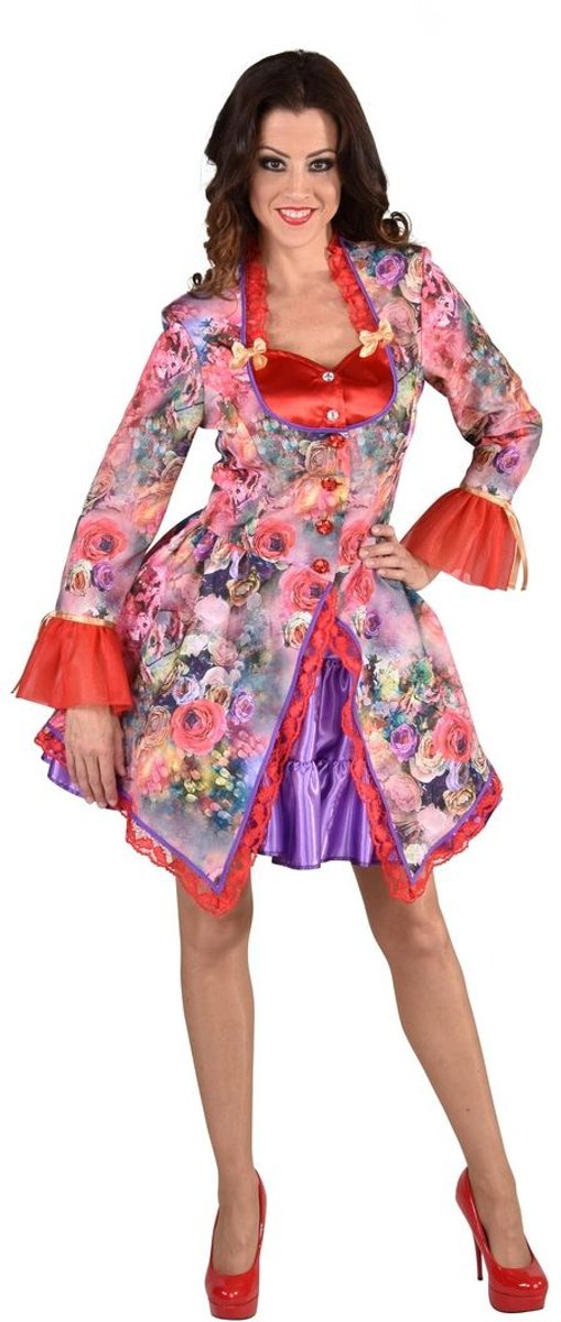 Middeleeuwen & Renaissance Kostuum | Freule Des Fleurs Rozen Jas Vrouw | Medium | Carnaval kostuum | Verkleedkleding